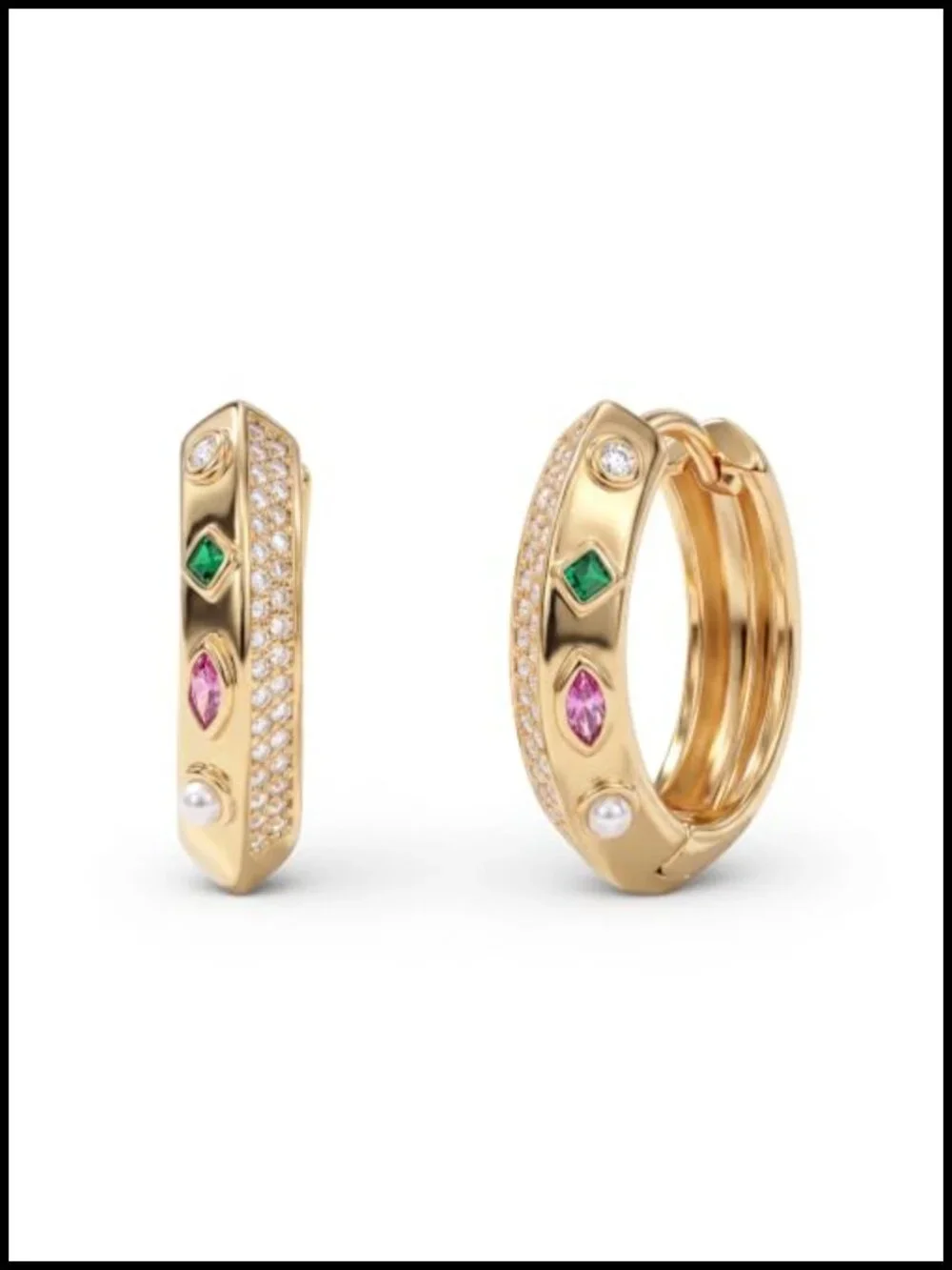 14k Gold Plated Huggie Earrings for Women Cubic Zirconia Hypoallergenic